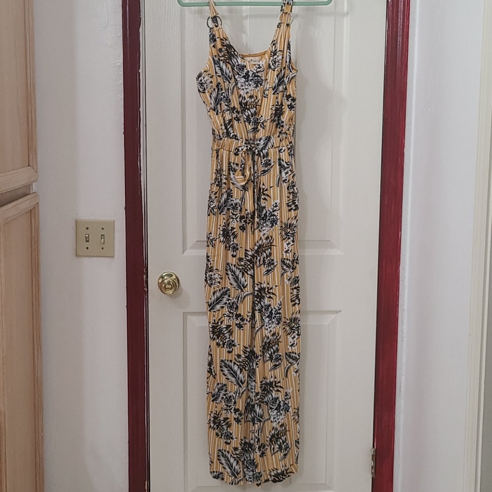 Yellow tropical printed romper